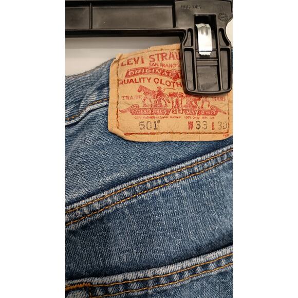 Vintage 501 button fly Levi's. 100% cotton 33w30L Authentic denim distressed Y2K - Picture 5 of 9